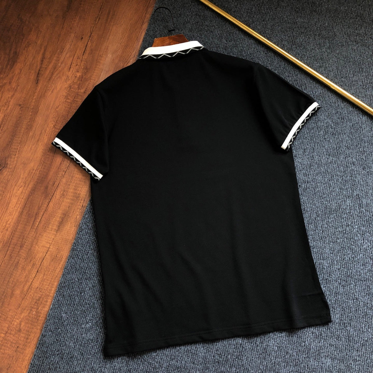 Men's Short‑Sleeve Polo Shirt, Contrast Collar & Trim With White Pony Embroidery