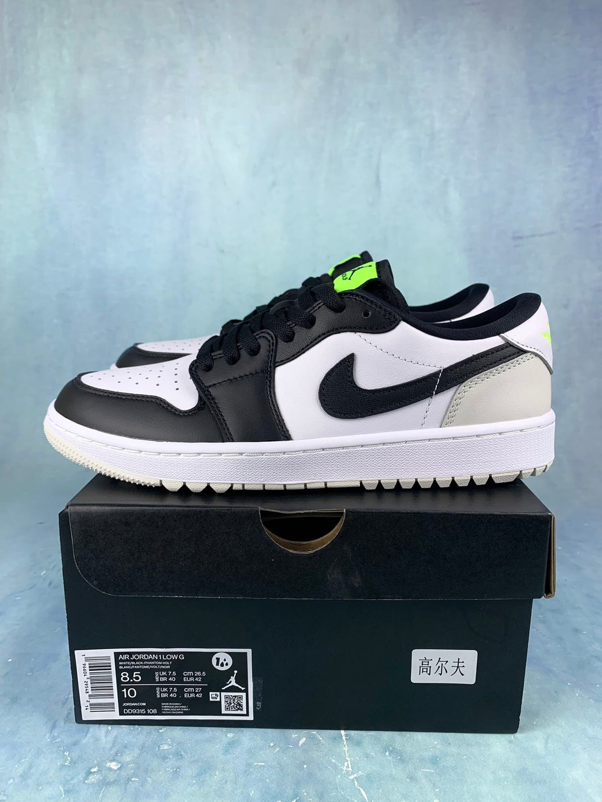 Air Jordan 1 Low Golf Black/White/Neon Green Unisex Sneakers DD9315-108