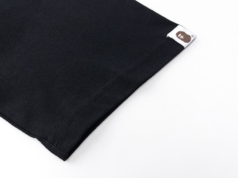 BAPE Blue Plaid Side Ape Head Men's T-Shirt - Black