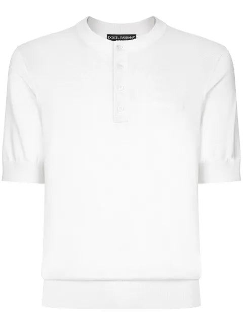 Dolce & Gabbana logo-embroidered silk knitted top