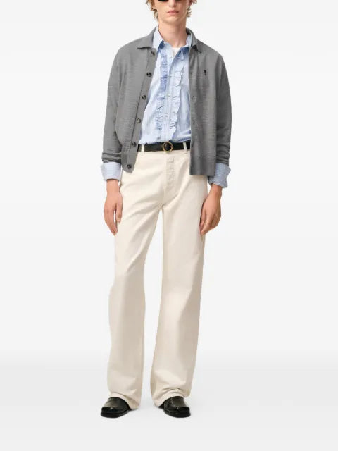 AMI Paris wool shirt collar Ami de Coeur cardigan