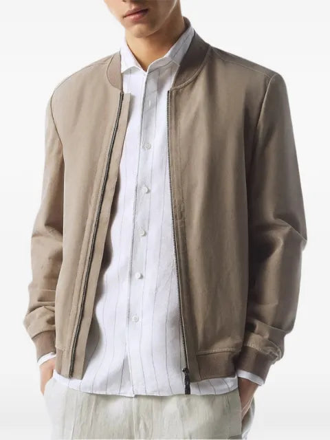 Corneliani suede zip-up bomber jacket