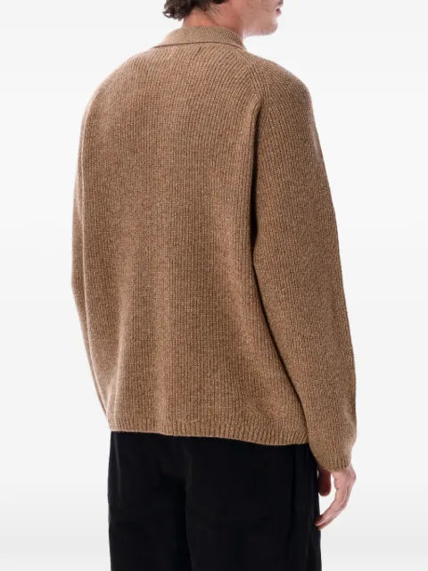 Universal Works eco wool ribbed-knit zip-up sweater