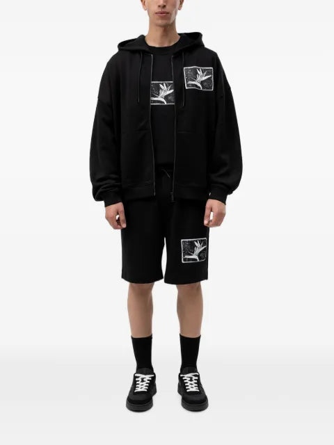 HUGO graphic-print zip-up hoodie