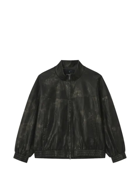 FIVE CM faded-effect zip-up jacket