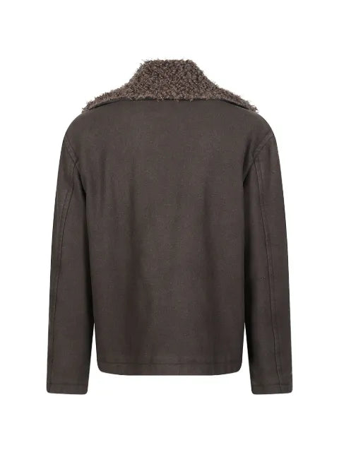 Diesel shearling-collar double-breasted jacket