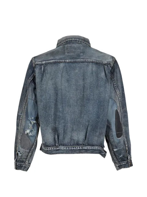 Anachronorm patchwork distressed denim jacket