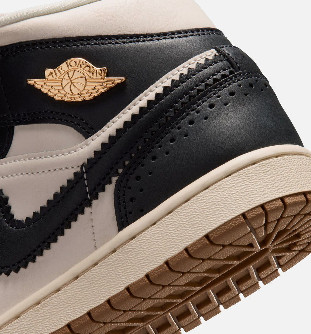 Air Jordan 1 Mid SE Women's Lifestyle Sneakers - Off Noir/Chalk/Pearl White