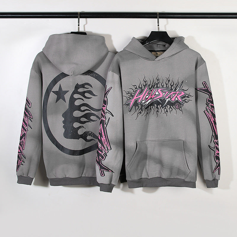 HS Hoodie Distressed Hand Painted Graffiti Velvet Padded Loose