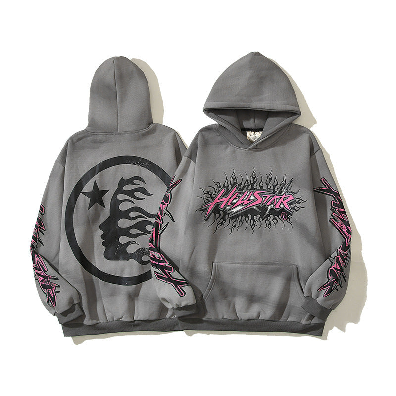 HS Hoodie Distressed Hand Painted Graffiti Velvet Padded Loose