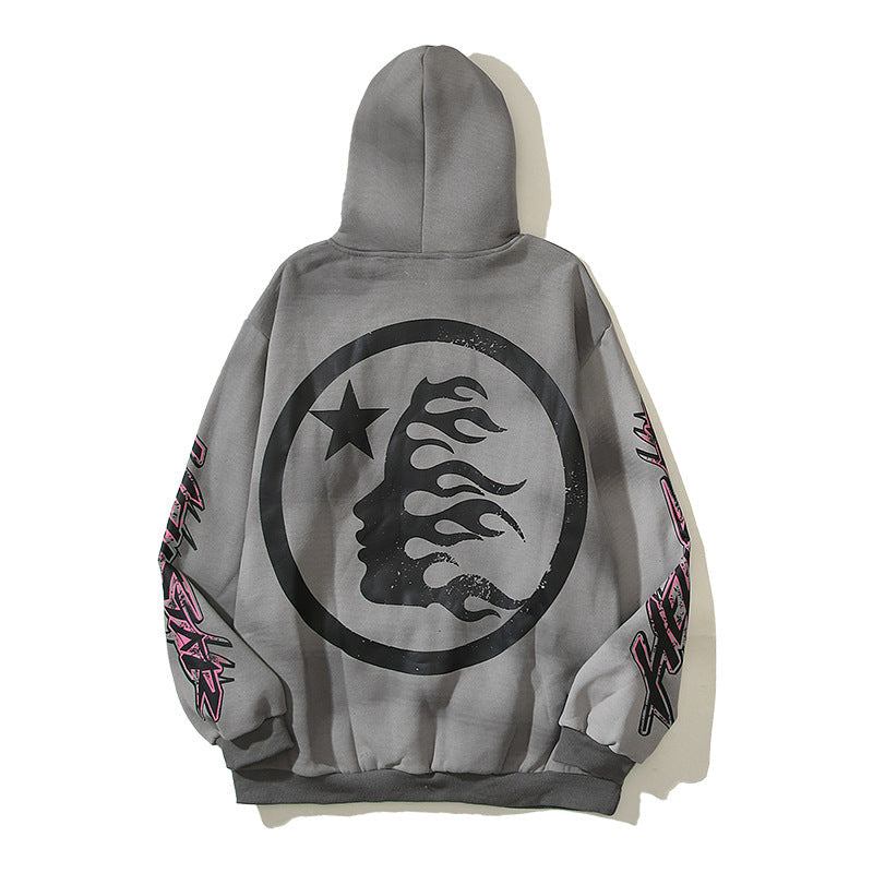 HS Hoodie Distressed Hand Painted Graffiti Velvet Padded Loose
