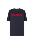 Balmain Retro Flock T-Shirt Marine/Rauge