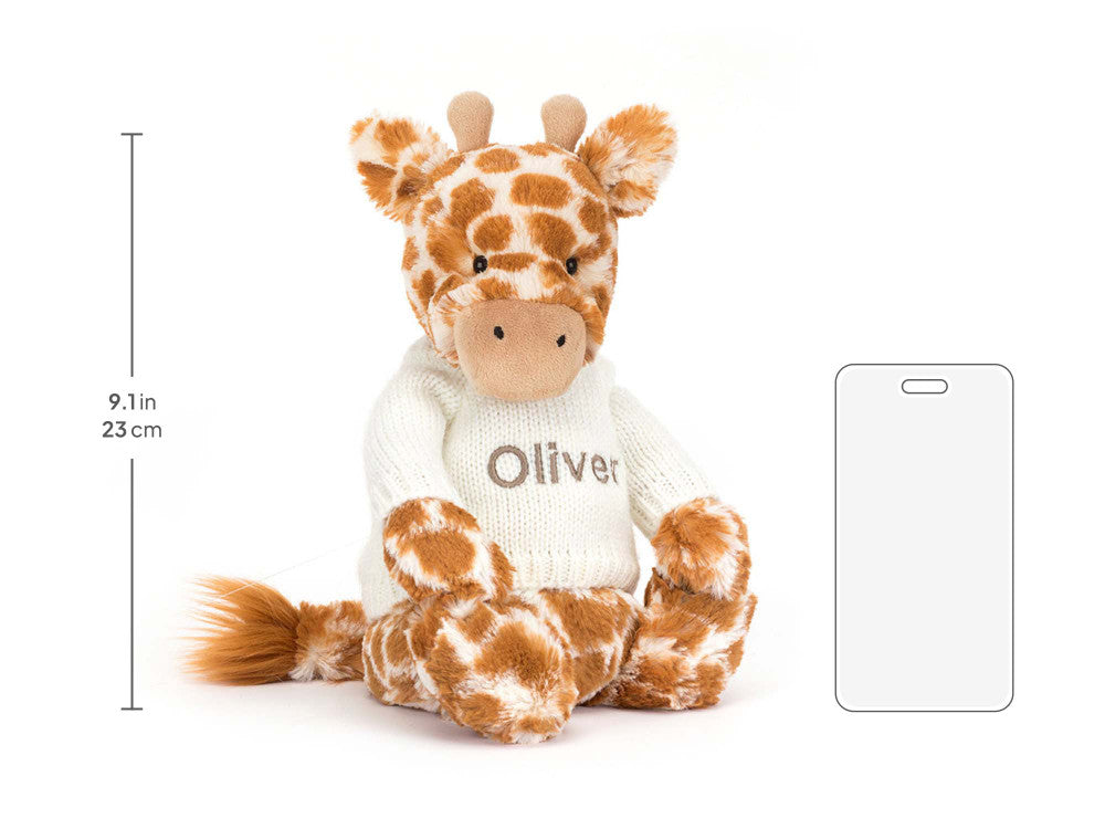 Bashful Giraffe with Personalized Cream Jumper