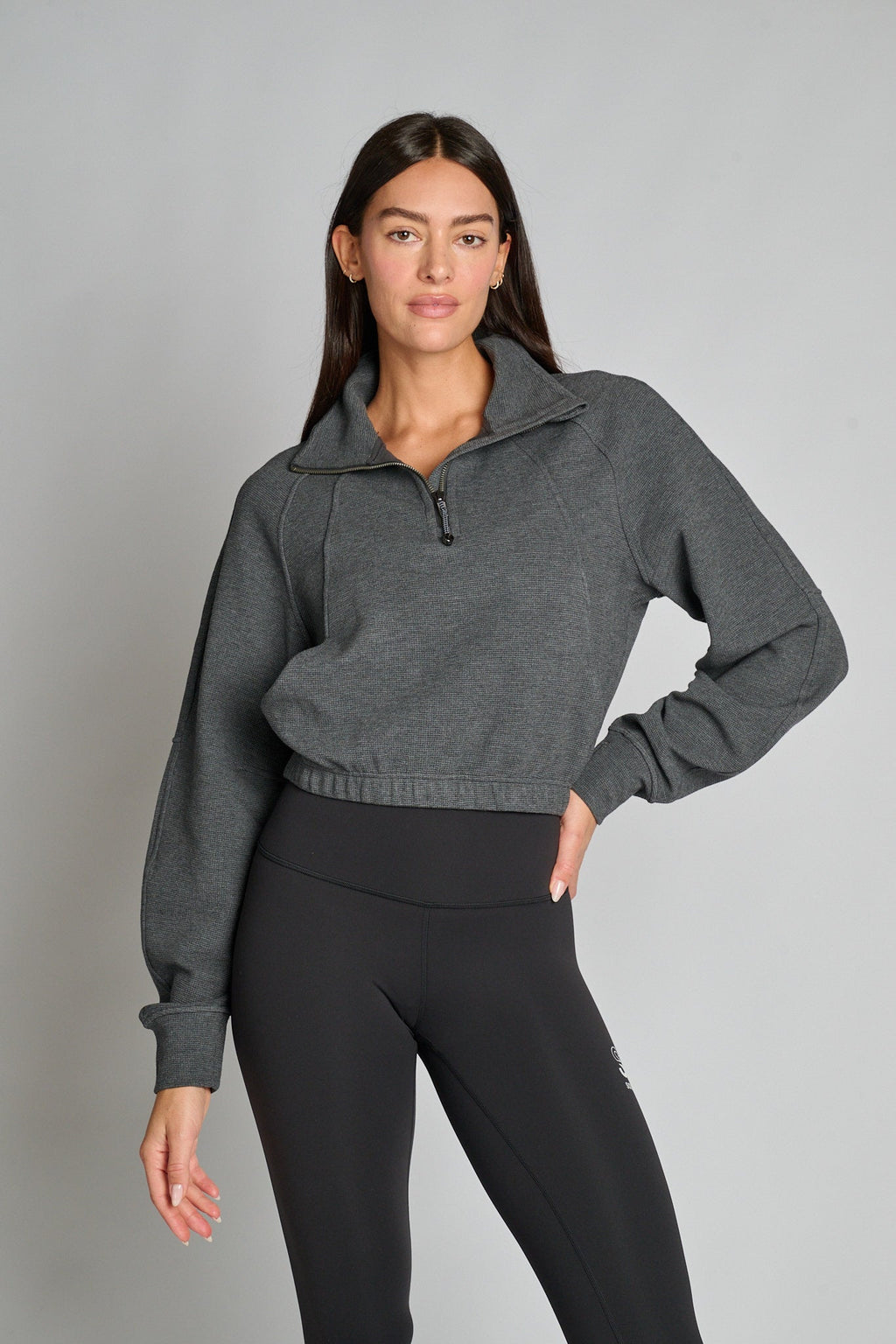 Scuba Cropped Funnel-Neck Half Zip
