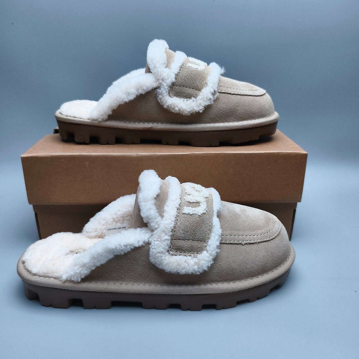 Sand Fluffy Big Logo Casual Slippers