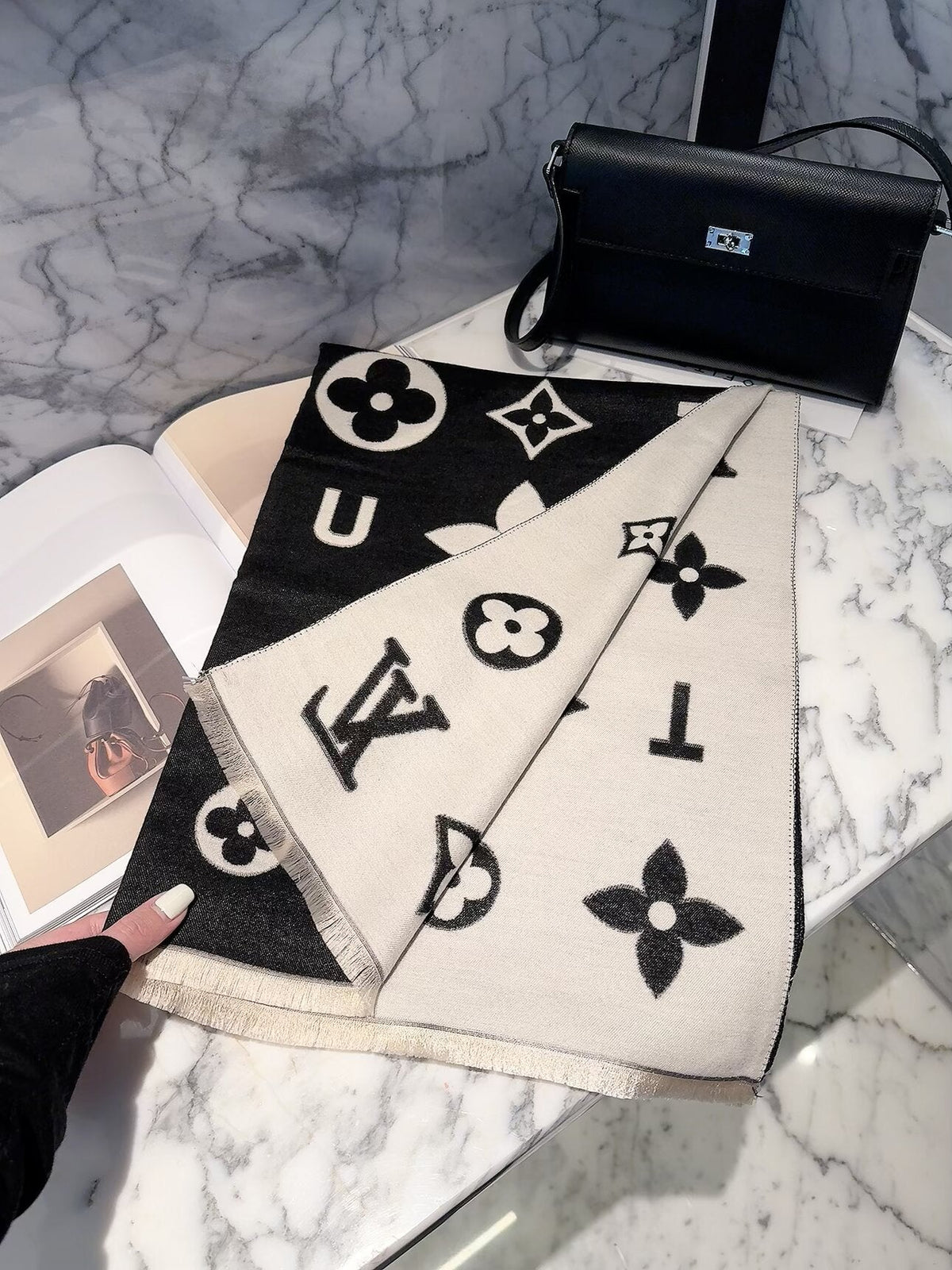 Louis Vuitton Style Oversized Motif Scarf