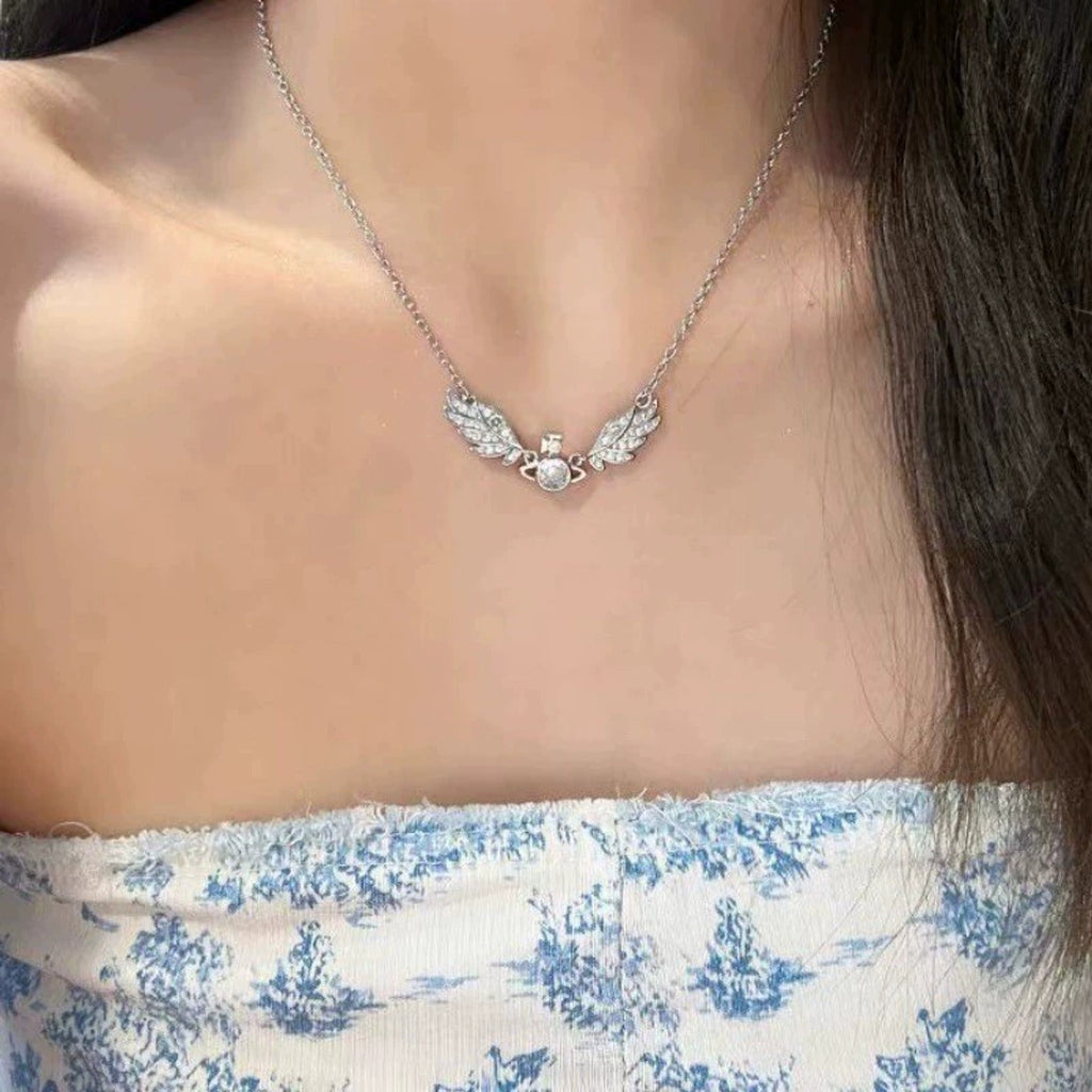 Vivienne Westwood Style Angel Wing Orb Necklace