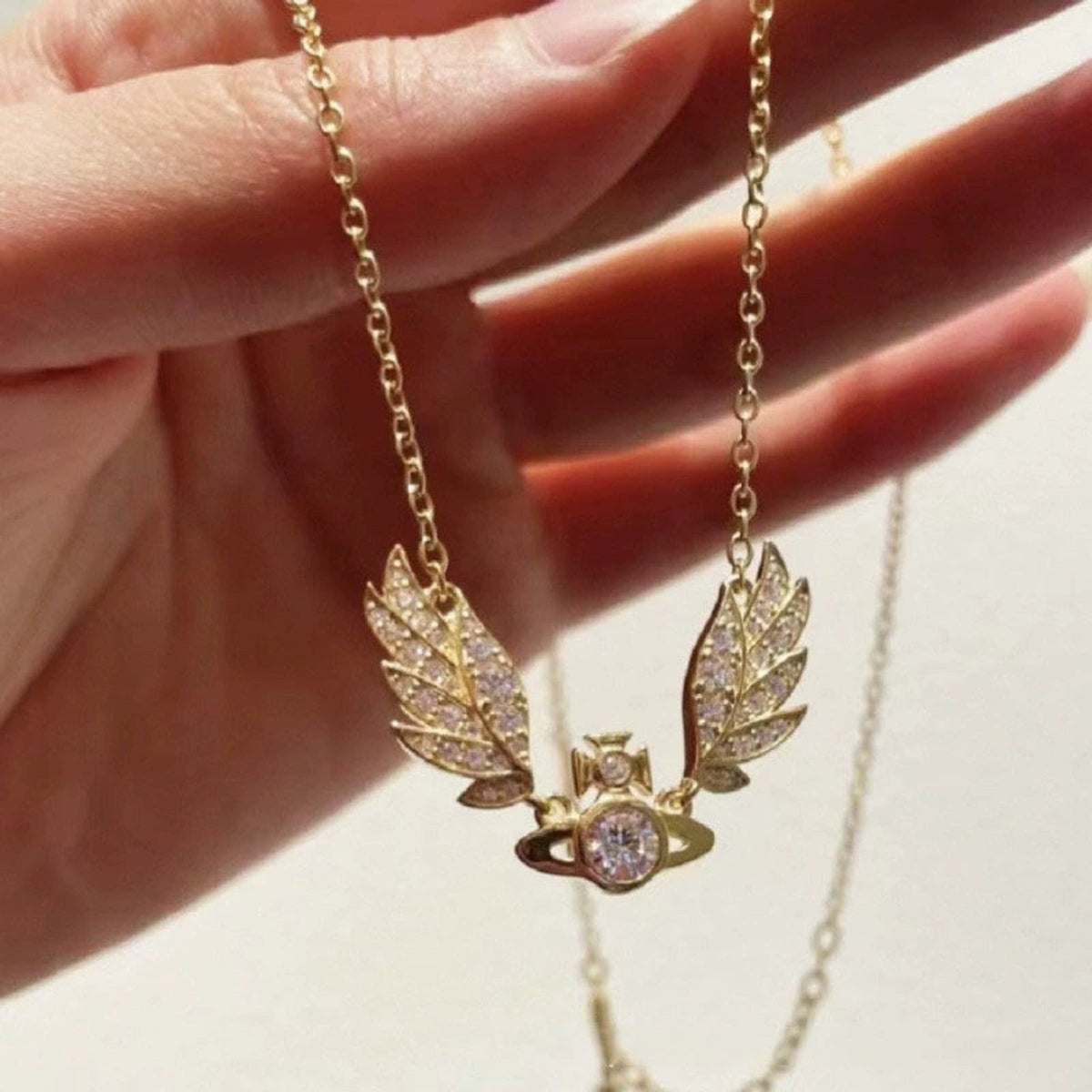 Vivienne Westwood Style Angel Wing Orb Necklace