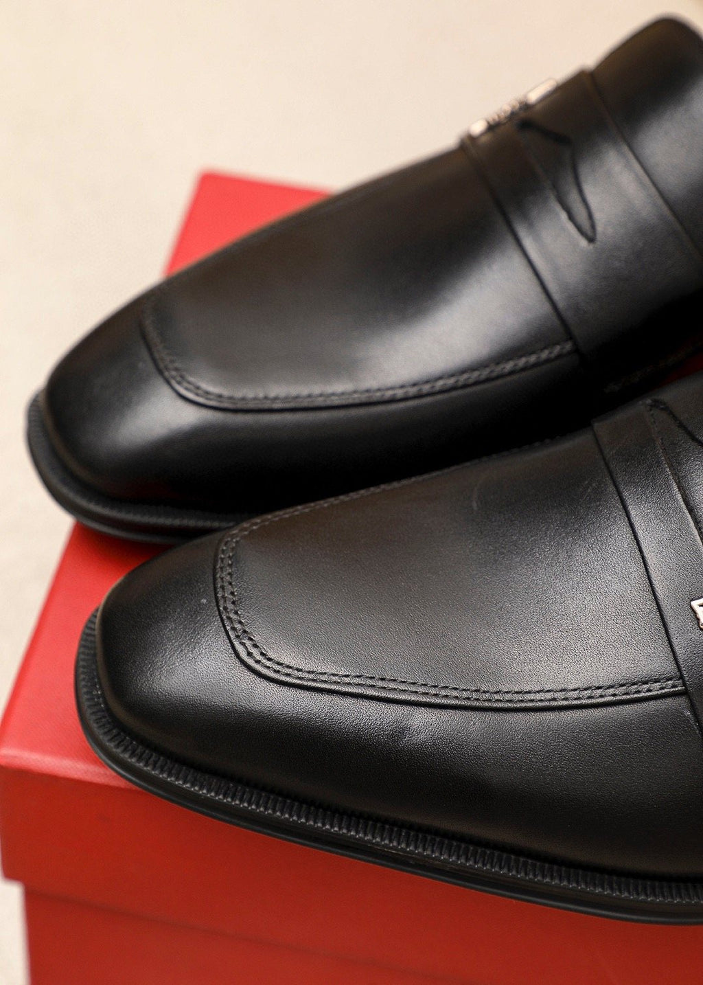 Ferragamo Black Metal Accent Loafers