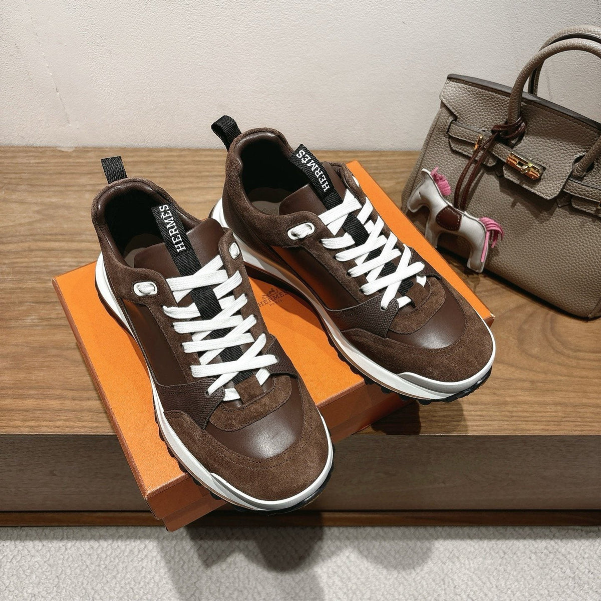 Hermes Brown Low-Top Sneakers