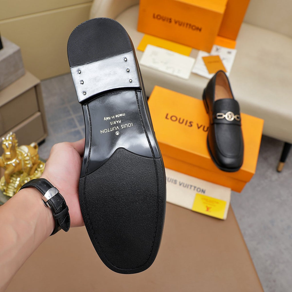 Louis Vuitton Black Metal-Link Loafers