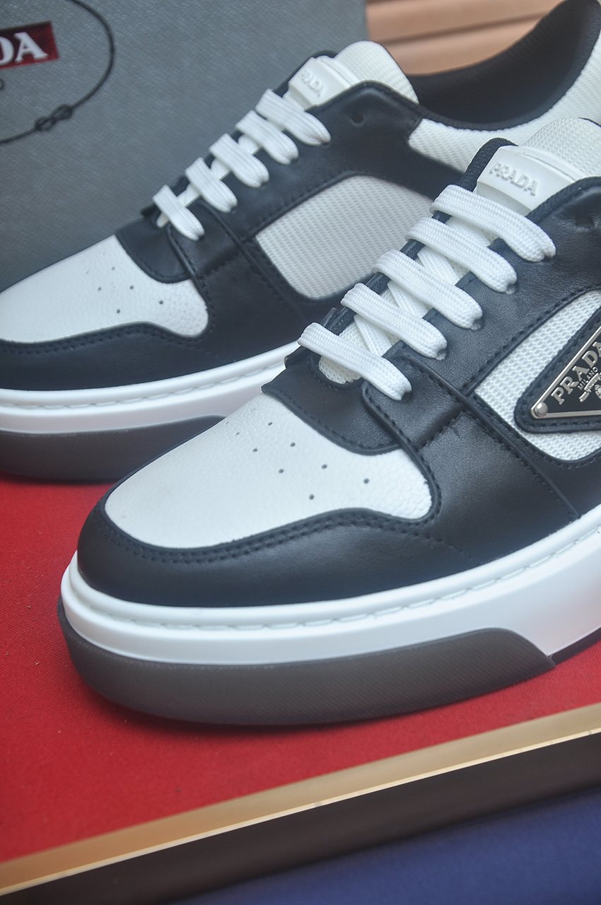 Prada Triangle Plaque Low-Top Sneakers - Leather Upper