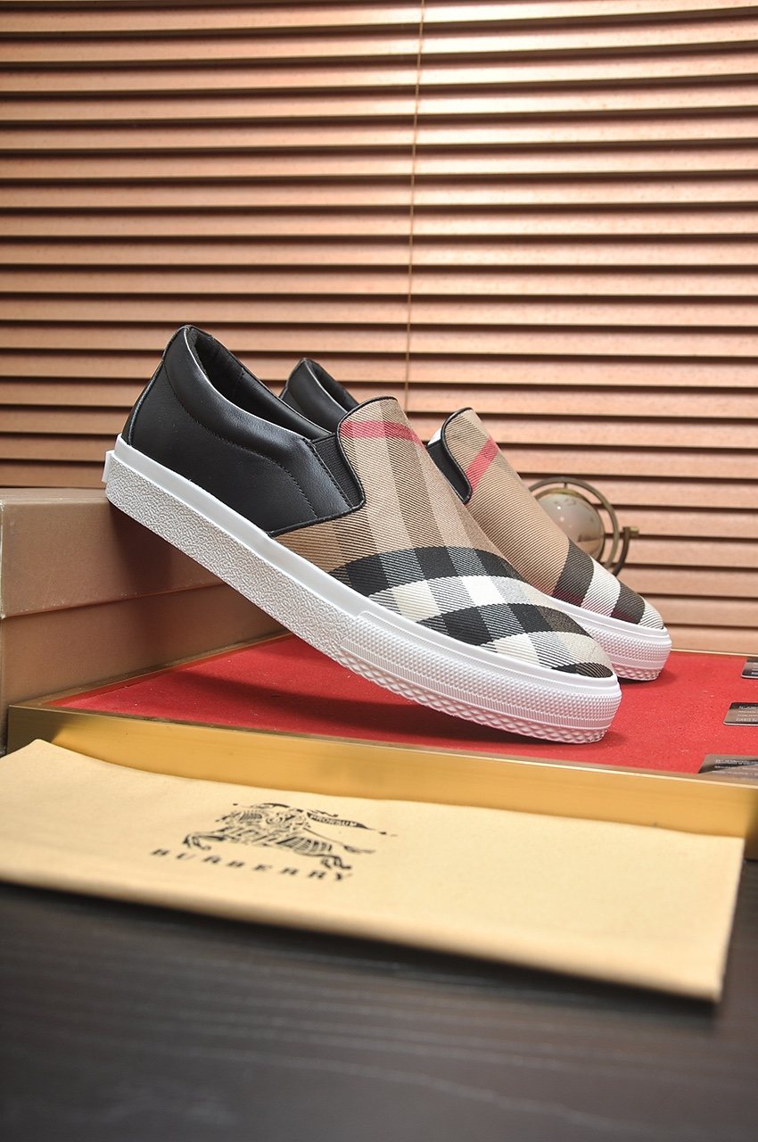 Burberry Beige Check Slip-On Sneakers