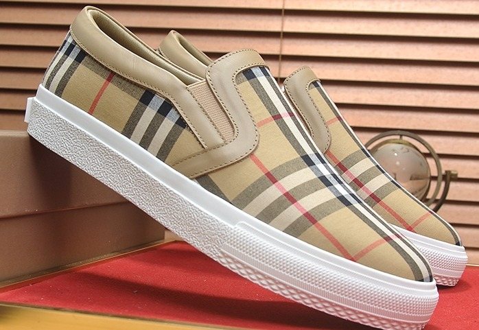 Burberry Beige Check Slip-On Sneakers