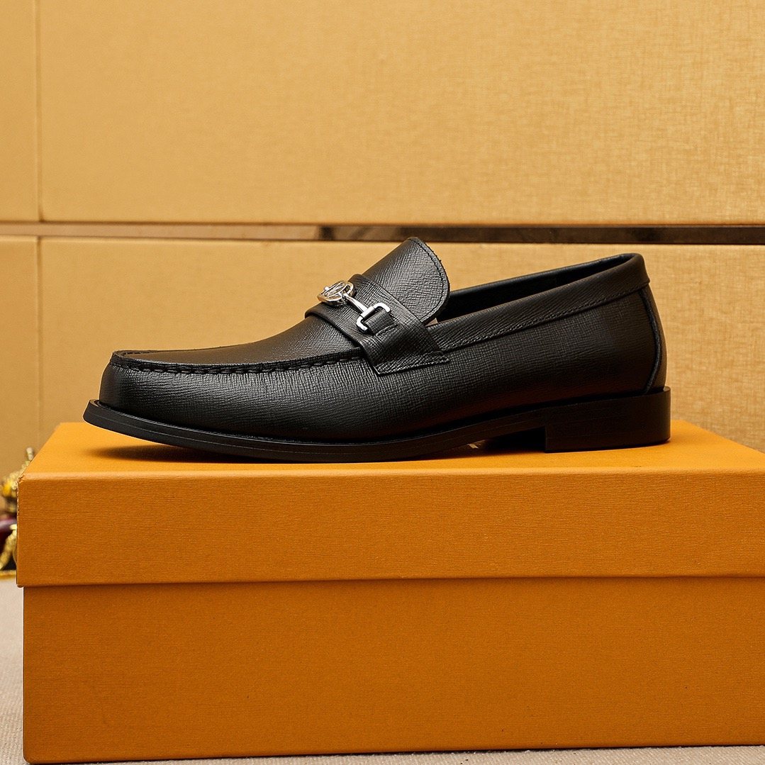 Louis Vuitton Black Leather Buckle Loafers