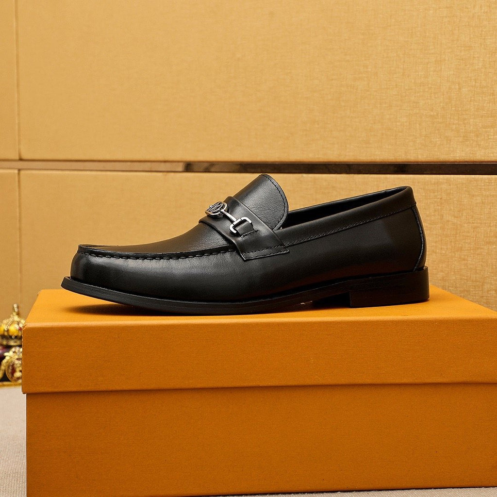 Louis Vuitton Black Leather Buckle Loafers