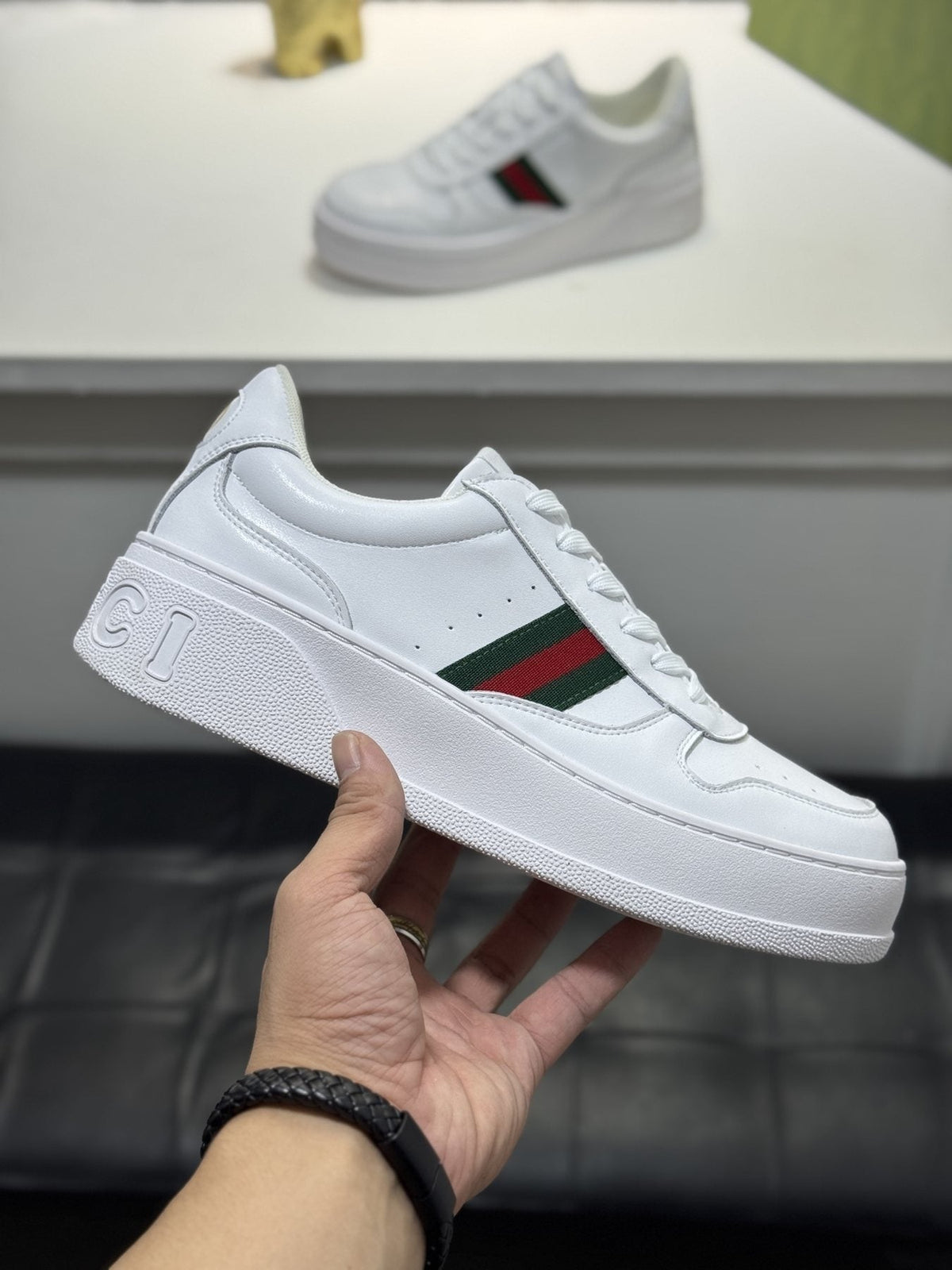 Gucci Green-Red Stripe Sneakers