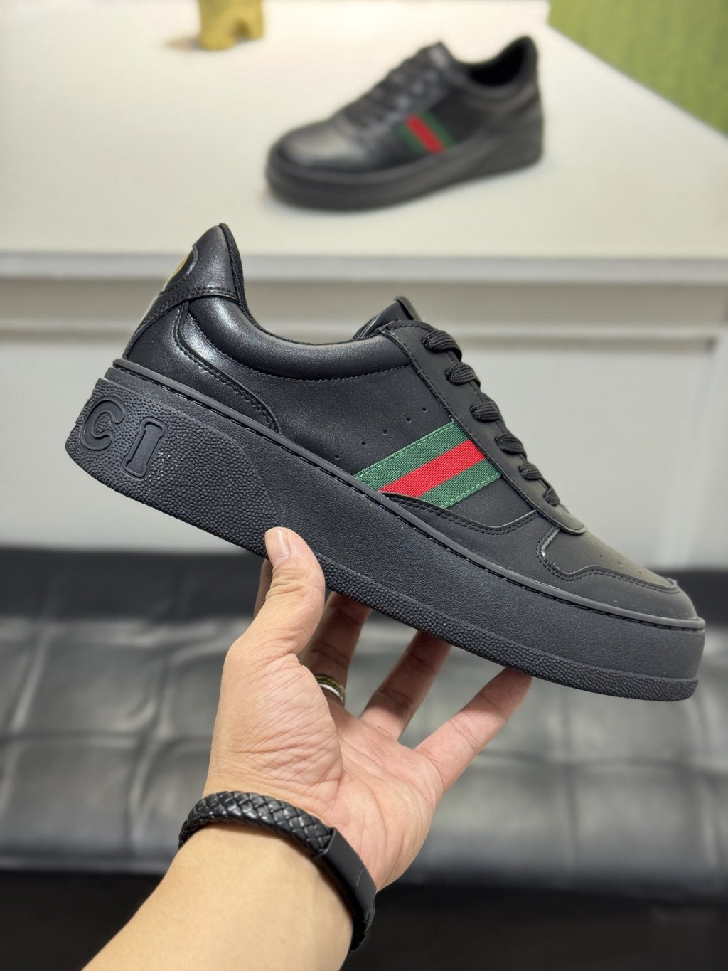 Gucci Green-Red Stripe Sneakers