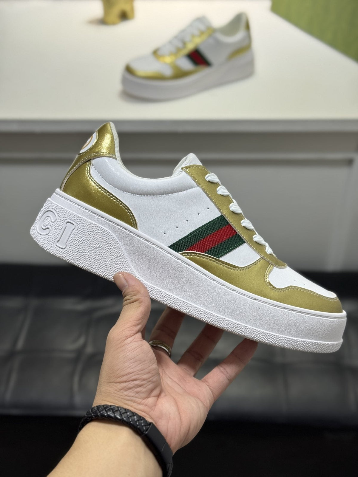 Gucci Green-Red Stripe Sneakers