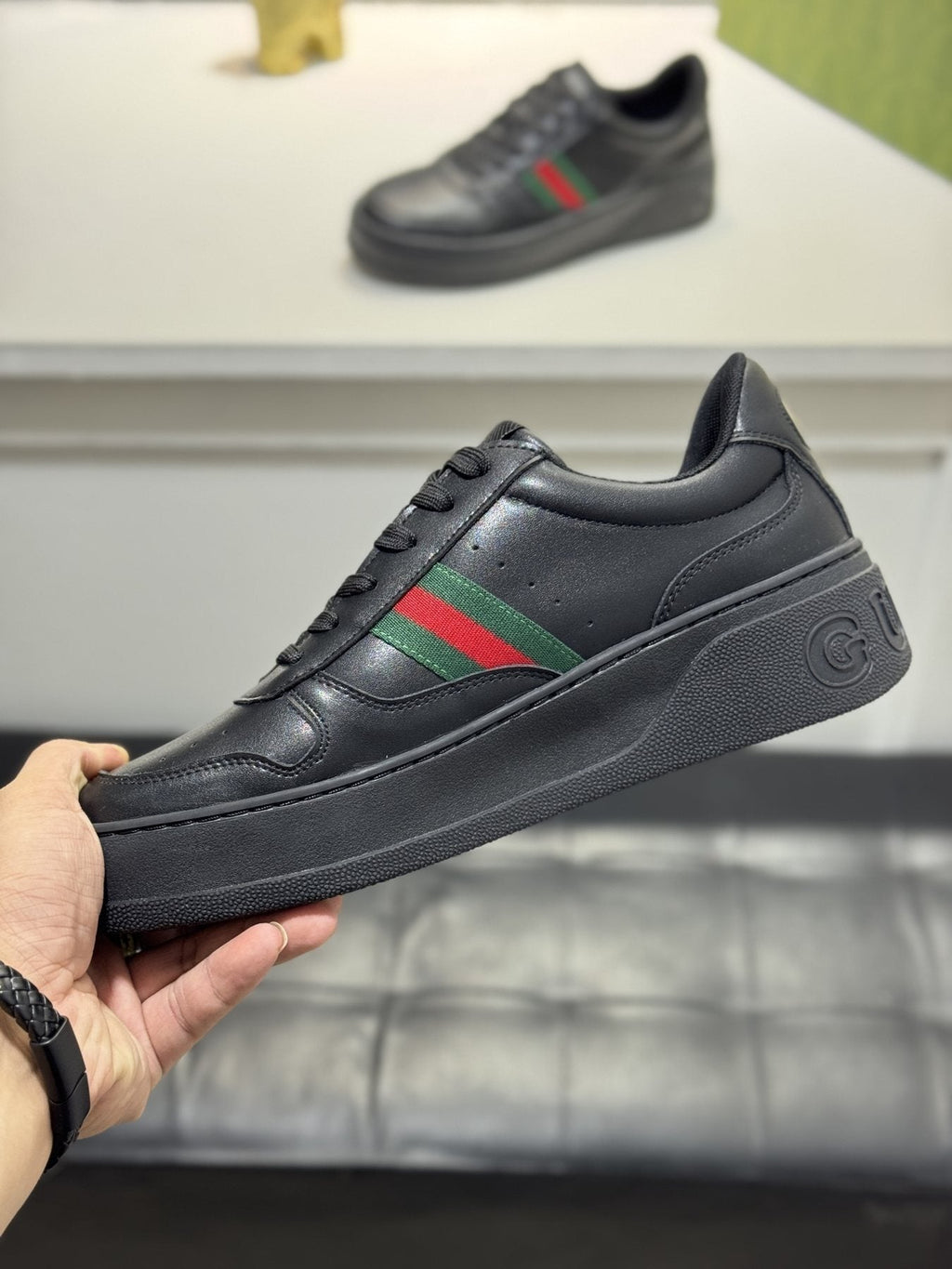 Gucci Green-Red Stripe Sneakers
