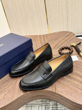 Dior Leather Moc-Toe Loafers - Stacked Heel