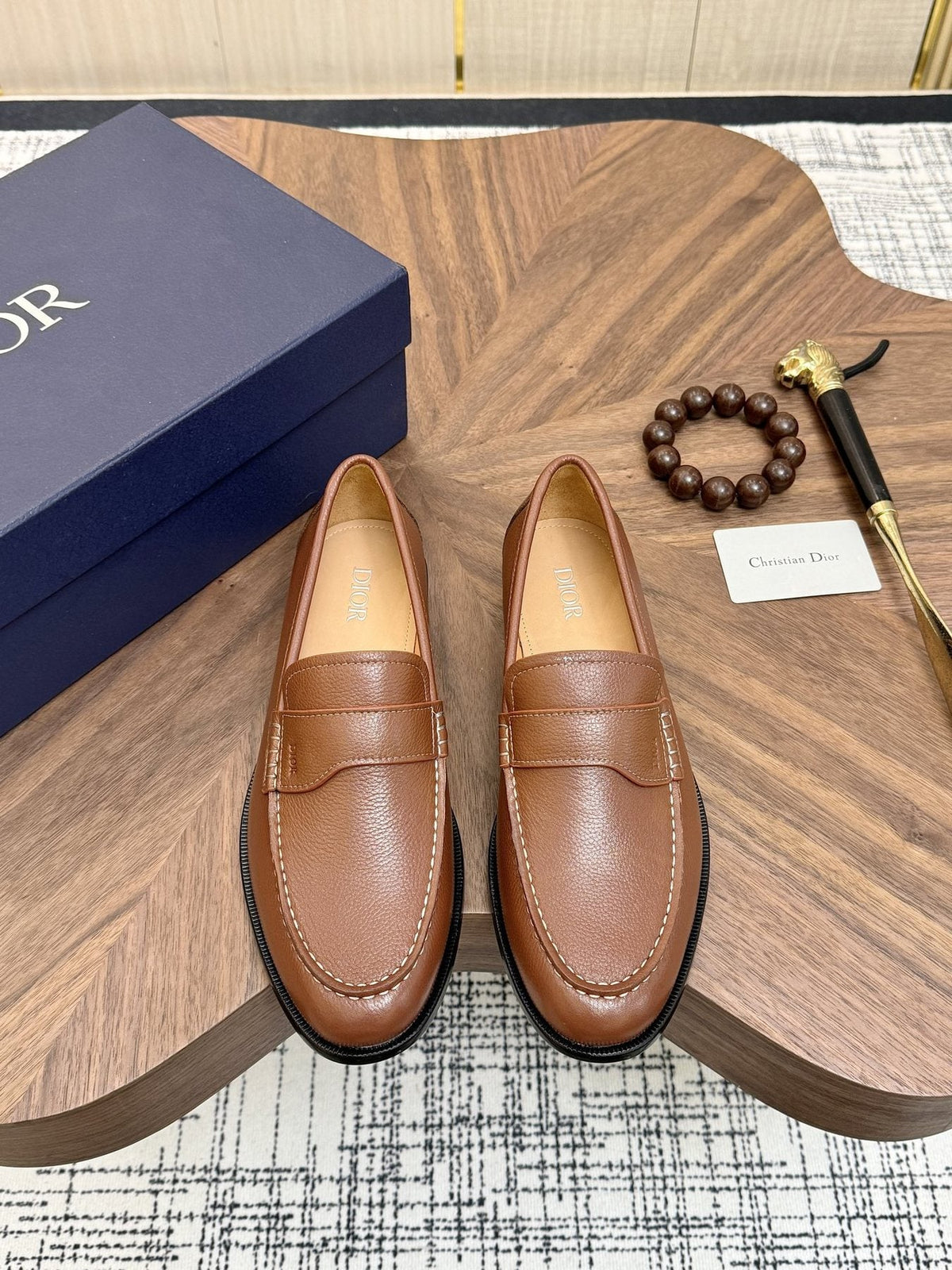 Dior Leather Moc-Toe Loafers - Stacked Heel