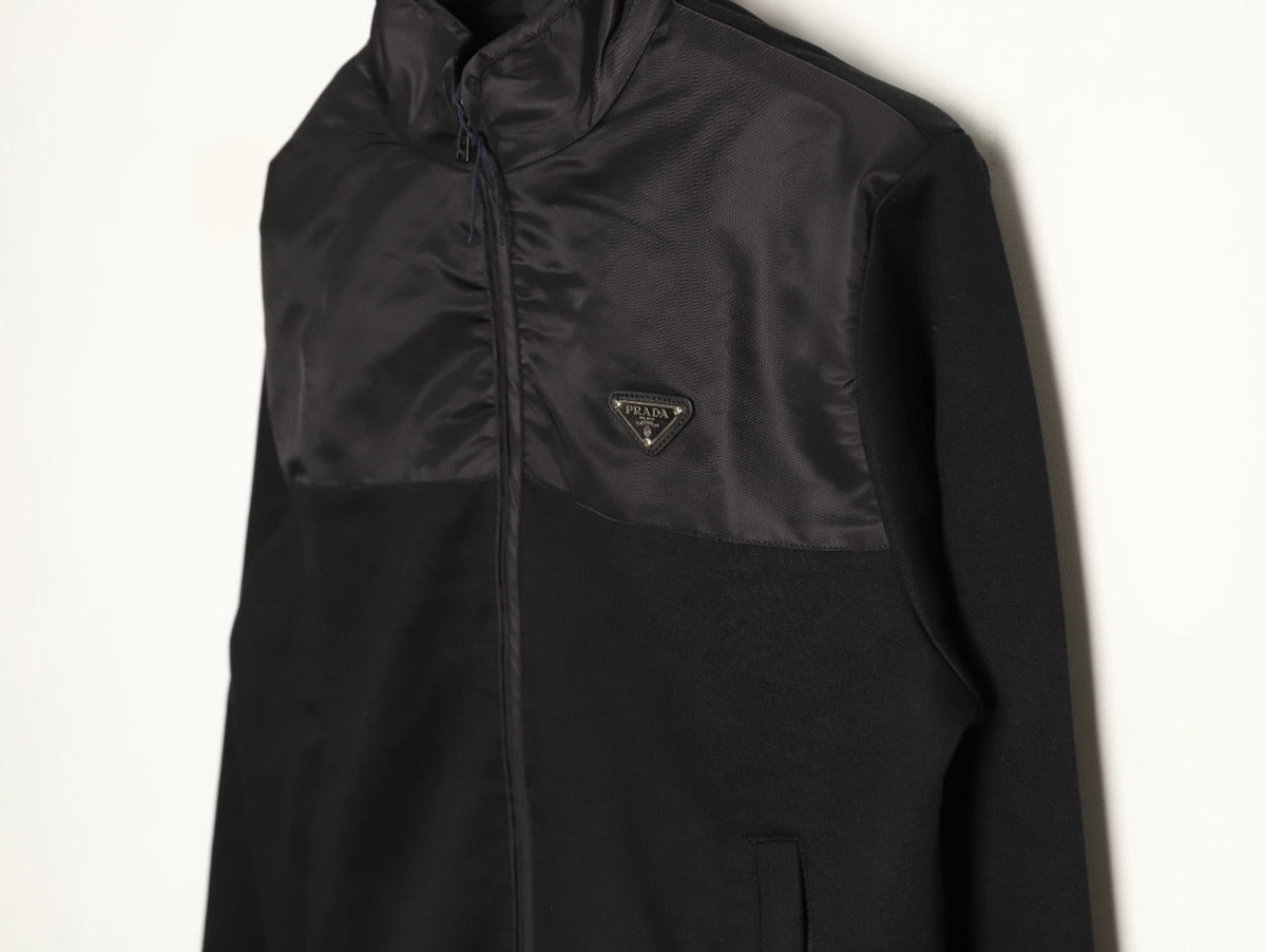 Prada Re-Nylon Panel Zip-Up Jacket - Black