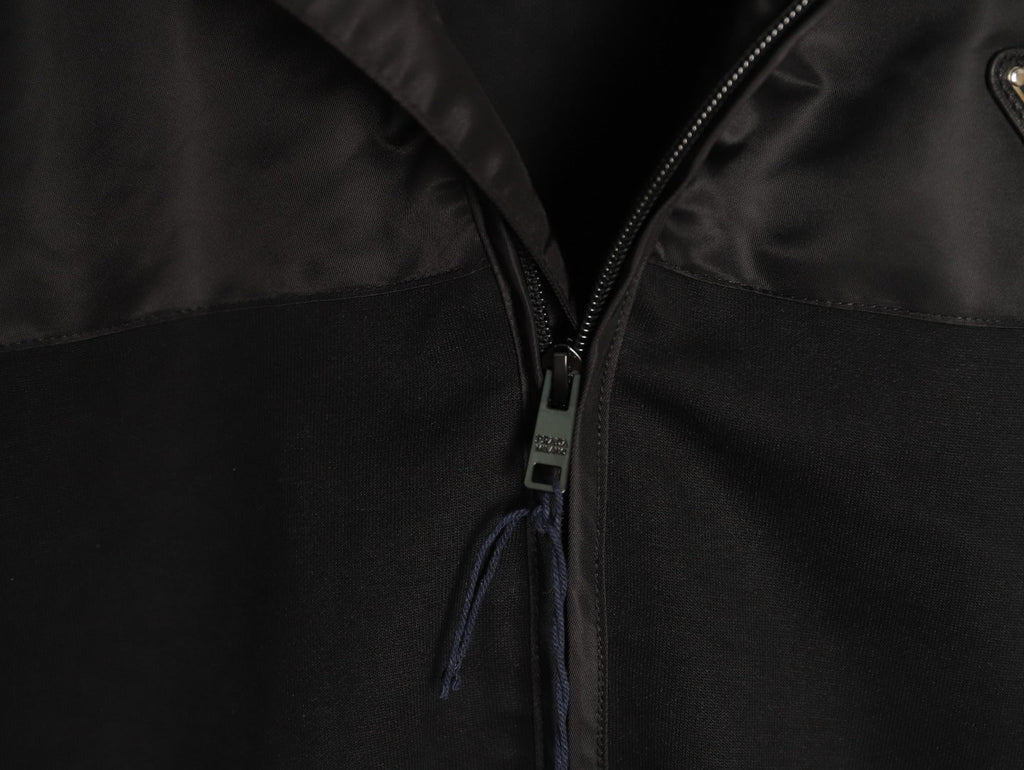 Prada Re-Nylon Panel Zip-Up Jacket - Black